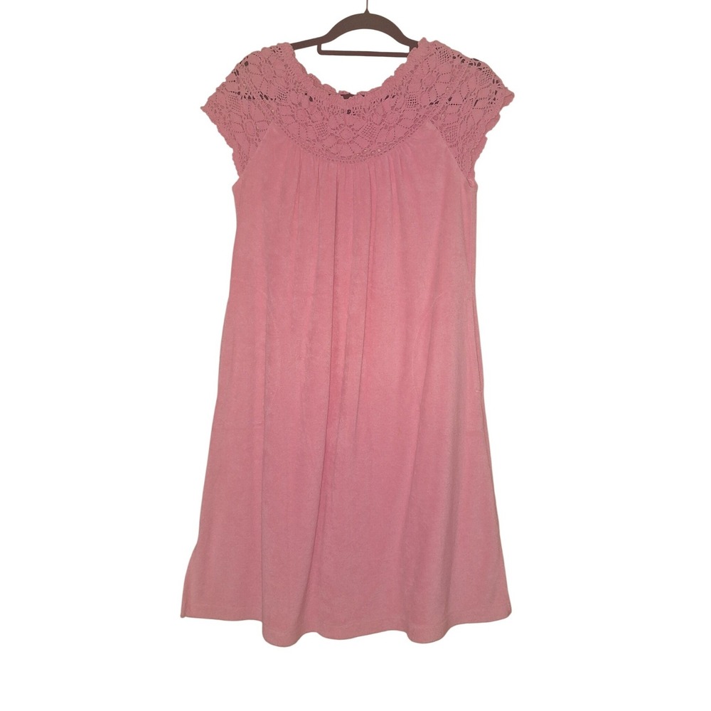 Miss Elaine Relax Size Small Terry Cloth Mini Dress Swim Cover Lounge Pockets